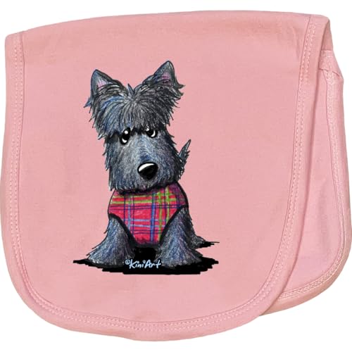 inktastic Scottie Dog in Plaid Baby Burp Cloth Pink - KiniArt 2e33