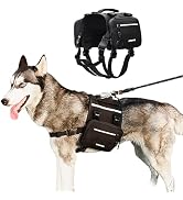 GooCare x Jumahe Dog Hiking Backpack, Vest Harness, Adjustable Fit for 50-90 lbs Large Dogs, Refl...