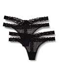  Amazon-Marke: Iris & Lilly Damen Tanga aus Netzstoff, 2er-Pack, Schwarz (Black), XL, Label: XL
