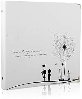 ThxMadam White Scrapbook Photo Album Wedding Guest Book DIY Memory Book with 50 Black Pages Present for Valentine's Mother's Anniversary Day Birthday for Wife Mum Daughter Girlfriend