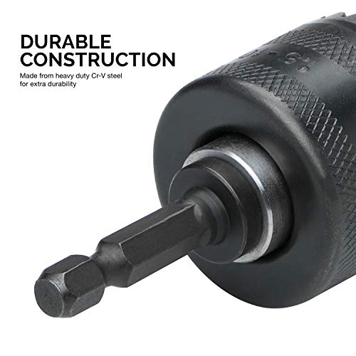 Neiko 20754A 3/8” Drill Chuck with 1/4” Quick Change Hex Shank | Convert Impact Driver and Wrench to Drill