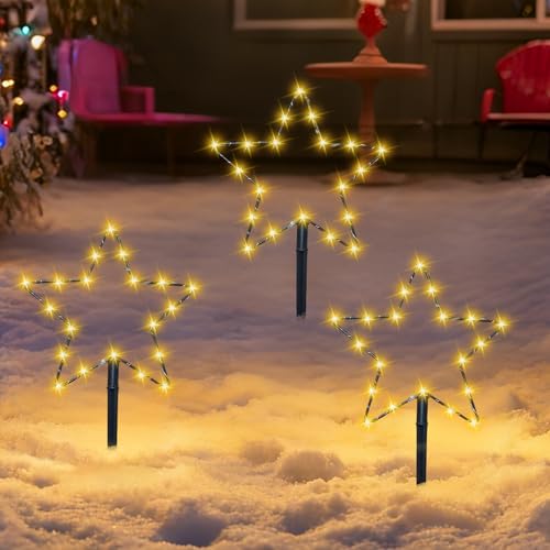 SPERMUOY Gartenstecker Stern,3er Weihnachtsbeleuchtung Außen...