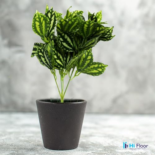 Image of Enhance Your Space with Artificial Leaf Decor Foliage for Stunning Interiors Decorative Items for Home;Office; Room; Living Room; Table; (Without Vase) (Pack of 2, Variegated-Hosta)