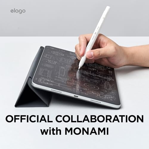 Image of elago x MONAMI Compatible with Apple Pencil Pro Case & Apple Pencil 2nd Generation Case, Compatible with Magnetic Charging, Double Tap, Squeeze (Must Read Installation Instructions) (Pale White)