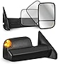 MOSTPLUS Power Heated Towing Mirrors Compatible for 02-09 Ram Flip Up Left Right Pair w/Arrow Light and Turn Signal Light (Set of 2)