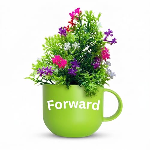 Image of Dekorly Wall Hanging Mug Planters with Artificial Flowers (20CM) - Decorative Hanging Cups, Colorful Floral Wall Decor for Living Room Bedroom Balcony Office Gift Set (3, Focus Faith Forward)