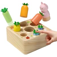 XIAPIA Montessori Toys for 1 2 3 Year Old Toddlers, Carrot Harvest Game Magnetic Wooden Pop Up Toys for 12 Months Baby Boys Girls, Educational Learning Shape Sorting Matching Birthday Easter Gifts