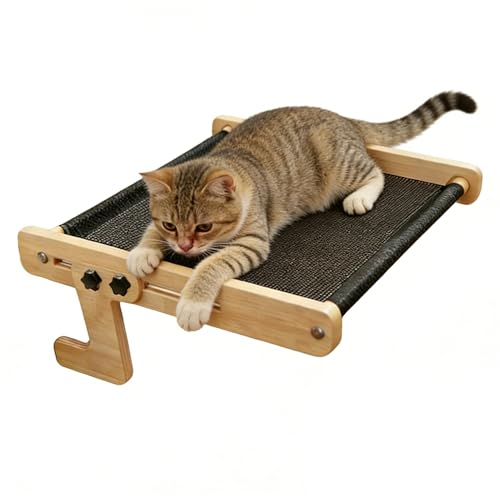 Cama con ventana para gatos, hamaca flotante para mascotas, estante para gatos con soporte, accesorio de apartamento para casa de campo, cama para gatos para dormitorio, balcón, estudio, mesita de