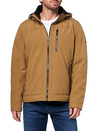 Image of Nautica Men's Sherpa Lined Softshell Jacket - Full Zip, Adjustable Hood, Wind Resistant