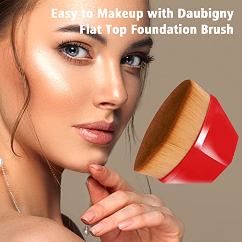 Image of Foundation Brush, Daubigny Perfect Makeup Brush for Face Blush Liquid Powder Foundation Brush for Blending Liquid, Cream or Flawless Powder Cosmetics with Protective Case (Red)