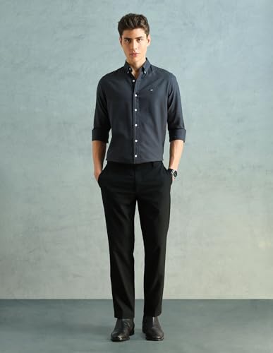 Image of Arrow Sport Solid Slim Fit Cotton Shirt for Men - Full Sleeve Mens Casual Shirts