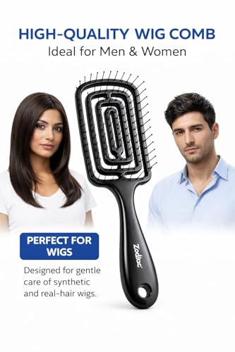 Image of Zodiac Vented Detangling Hair Brush for Women & Men | Anti-Tangle Flexible Bristles | Wet & Dry Use | Styling Comb