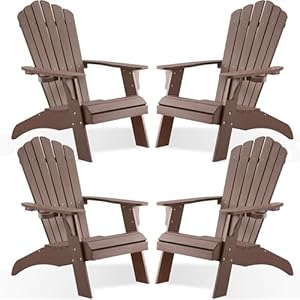 Psilvamadirondackchairoversizedpolylumberfirepitchairwithcupholder350lbssupportpatiochairsforgardenweatherresistantoutdoorsseatingrelaxinggiftforfathermother4brown Urban Country Home Decor Psilvam adirondack chair oversized poly lumber fire pit chair with cup holder 350lbs support patio chairs for garden weather resistant outdoors seating relaxing gift for father mother 4 brown urban country home decor