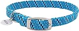 ElastaCat Reflective Safety Stretch Collar with Reflective Charm, Blue with Black, 10'