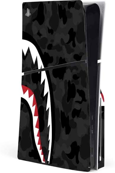 Skinit Decal Gaming Skin Compatible with PS5 Slim Disk Console - Shark Teeth Grey Street Camo Design