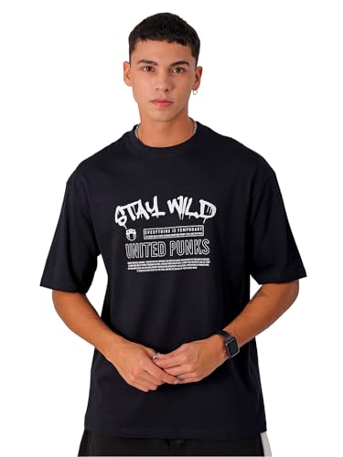 T-shirt homme col rond avec imprimé graphique surdimensionné dos