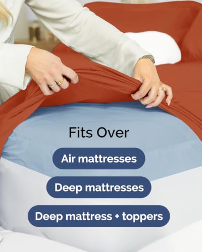 Image of CGK Linens 2 Pack Extra Deep Twin Fitted Sheets - Terracotta