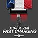 JuicEBitz 4m/13ft FAST 2.4A Micro USB Charger Cable compatible with Android Phones & Tablets: Samsung Galaxy A10 S7 S6 S5 Tab S2 TabA/LG W30 K50 / Cubot/HTC/Sony Xperia (Black)
