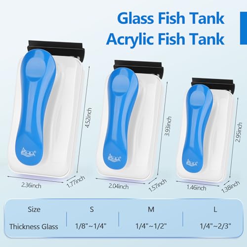 Image of AQQA Aquarium Magnet Glass Cleaner,Dolphin Series-Fish Tank Algae Scraper Brush Cleaner for Glass or Acrylic,2 Detachable Blades Floating Cleaning Tool For1 /4-1 /2 Thickness
