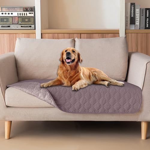 Image of gogobunny 100% Double Sided Waterproof Dog Blanket Soft Pet Bed Cover Reversible Protect Furniture Couch Sofa Car for Puppy Large Dog Cat (Dark Sea Fog /Light Sea Fog, 32x53 Inch (Pack of 1))