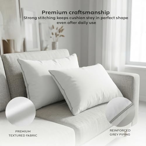 Image of AYKA Microfiber Cushion Filler Set of 4 (12x18 Inch) | Soft & Fluffy Sofa Cushions Inserts | Premium Polyester Fiber Throw Pillows for Sofa, Couch, Bed & Living Room Decor | White