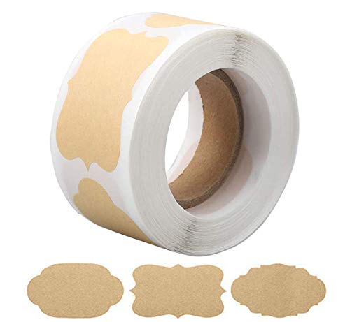 RuiChy 300 Gift Tag Labels - 1.2 x 2 Self-Adhesive Stickers Kraft Removable Food Labels for Gifts Bottles Glass Container