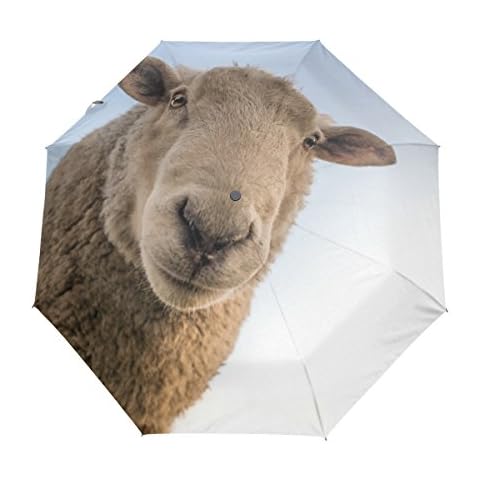 3 Folds Umbrella Cute Sheep Auto Open Close Anti-UV Umbrella Cover