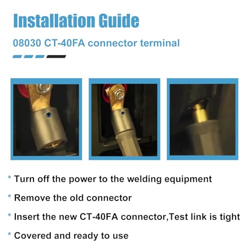 Image of 2PCS CT-40FA Welding Terminal Connector, Welding Lug Connector Adapter, for Lenco Style LC-40 LC-40HD Male Leads Connectors, 17 /32 inch Stud Hole, Angle 45, 08030
