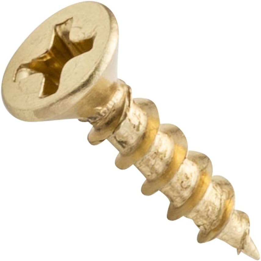 Centerline #6 x 5/8'' Flat Head Phillips Cabinet Hardware Mounting Screws, Brass Plated, 100-Pack
