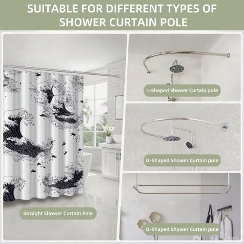 Rideau douche 100x200 cm ourlet lesté anti-collant contre l'eau - 6