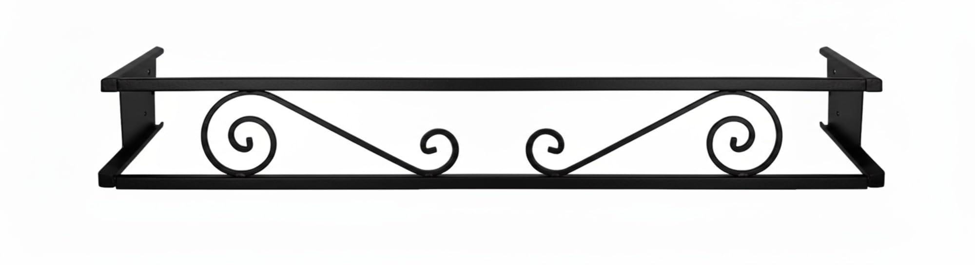 Balconcillo para Macetas y Plantas Extensible 100-140 cm, Portamacetas Ventana Decorativo, Protector de macetas Exterior, Modelo Volutas, Acero Inoxidable, Negro Forja