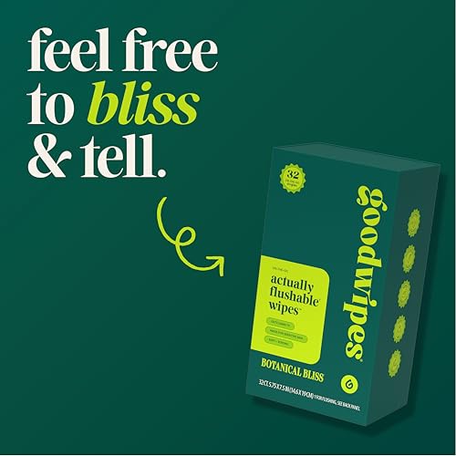 Image of goodwipes Flushable Wipes for Women - Botanical Bliss Individually Wrapped Travel Butt Wipes To Go, Mini Purse & Festival Essentials for Adults, pH Balanced for Feminine Hygiene, 32 Count (1 Pack)