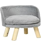 PawHut Hundesofa, Haustiersofa Mit Samtoptik, Katzensofa Mit Kissen