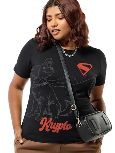 Image of Bewakoof Official DC Merchandise Superman Women's Graphic Print Regular Fit Half Sleeve Round Neck Pure Cotton Plus Size T-Shirt