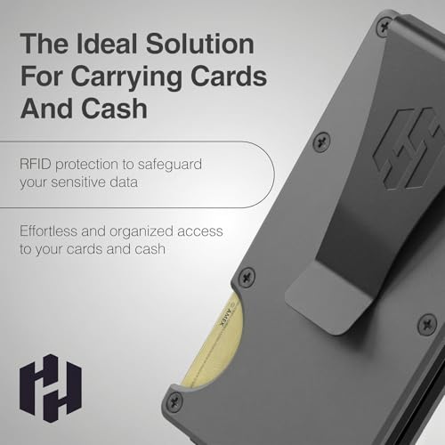 Image of Hayvenhurst Wallet for Men - Slim RFID Blocking Metal Wallet with Money Clip, Minimalist Front Pocket Credit Card Holder, Small Mens Wallet
