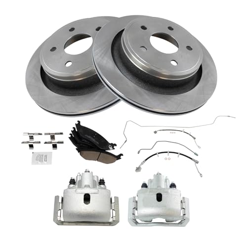 Image of TRQ Rear Brake Pad & Rotor Kit Ceramic Compatible with 2014-2017 Ram 1500