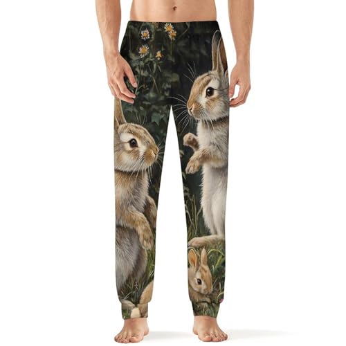 Rabbits Forests Bunnys Men's Pajama Pants Lounge Pant Sleepwear PJ Bottoms