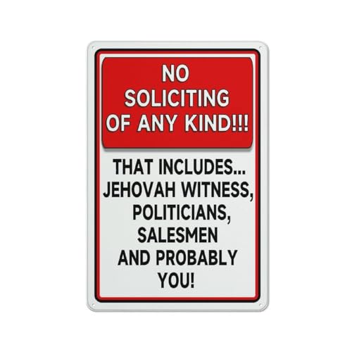 FOSHIN ���^���T�C�� No Soliciting Any Kind This With Politicians Salesmn and Aluminum Sign �F�����h�~ �ȒP���t�� ����/���O�g�p�T�C�� 12X8�C���`�AMatel10