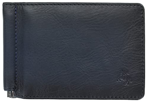Portefeuille Visconti Miles AT70 en cuir véritable bleu bruni doté d'une pince billets RFID