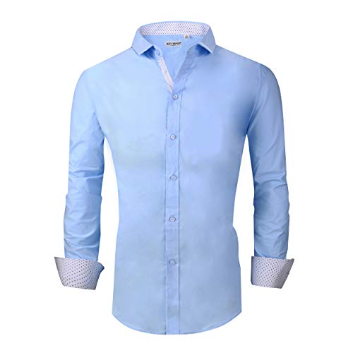 Alex Vando Mens Big & Tall Dress Shirts Regular Fit Long Sleeve Men Shirt,Blue,5X