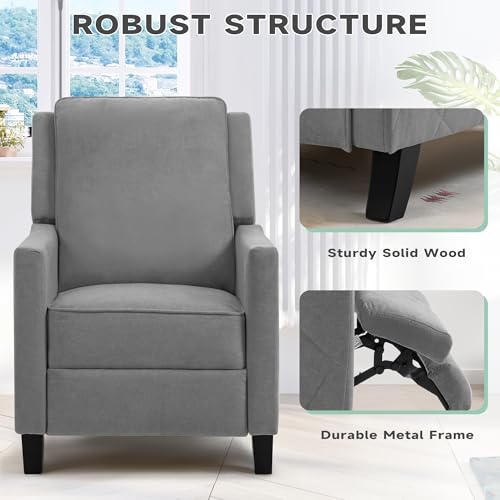 Sillón con reposapiés ajustable y tapizado gris miniatura 5