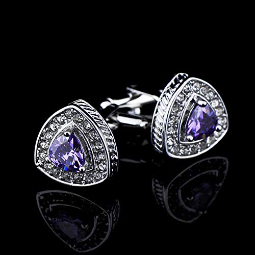 Mancuernillas de cobre Daesar con cristal triangular morado miniatura 5