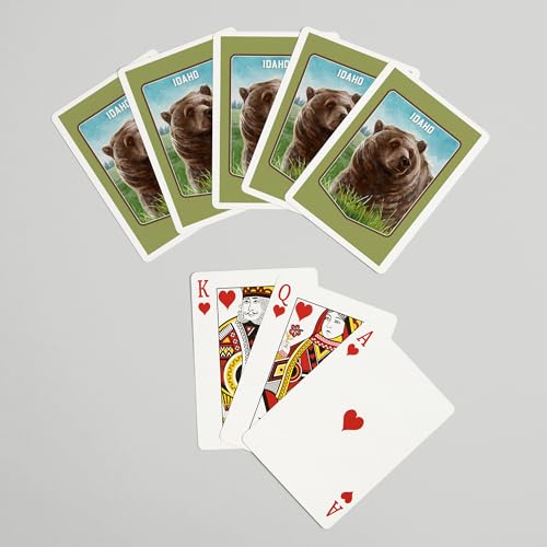 Lantern Press Idaho, Acuarela Oso Grizzly, 52 Naipes Póker miniatura 7