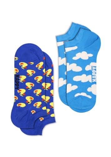 Happy Socks 2-Pack Rubber Duck Low Baumwolle Sneaker Socken Damen Herren Blau 41-46
