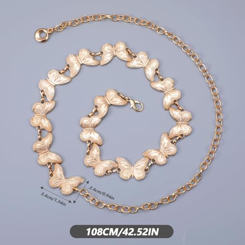 Butterfly Belt Gold Waist Chain Belts Fashion Metal Waist Chain Belt for Women Adjustable Dress Body Belly Link Decorated Skinny Waists Belts for Jeans and Dress2