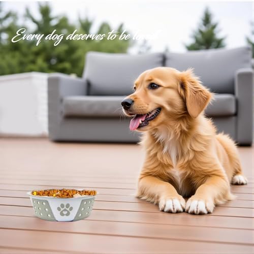 Image of PremiumAV Holy Paws Hermosa Stainless Steel Dog Bowl 300 ML S Size for Dogs, Cats & Kittens - Durable Paw Print Non-Slip Pet Feeding Dish 1 PC