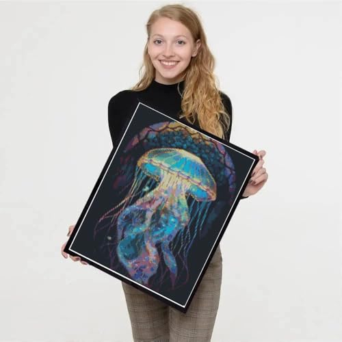 Image of 4 Pack Stamped Cross Stitch Kits for Adults - Cross Stitch Kits for Beginners,11 CT Ocean Animal Cross Stitch Patterns Dimensions DIY Counted Cross Stitch Kits for Adults Arts Craft 12x16 inch