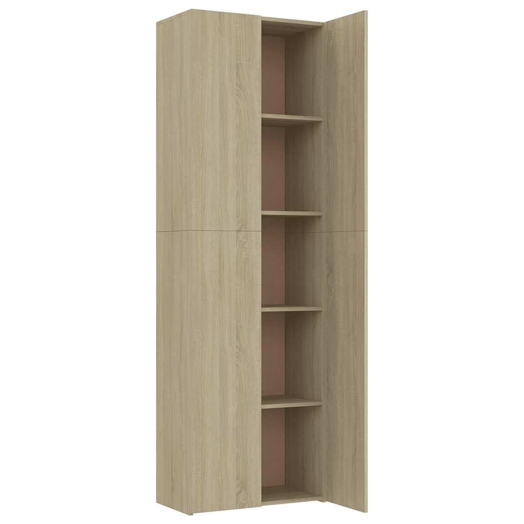 Armadio da ufficio in rovere Sonoma, 60 x 32 x 190 cm, con 5 scomparti e ante chiudibili, per ufficio, casa, studio, ripostiglio, documenti, cartelle, cartelle sospese