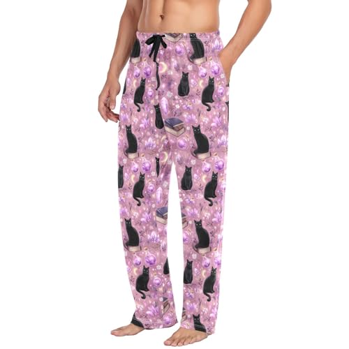 Mens Pajama Pants Crystals Moon Cats Pajama Bottoms Lightweight Pajama Pants Basics Sleep Pajama Lounge Pant4