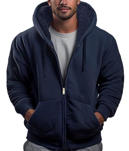 Dicodoum Sherpa fleece lined hoodie jacket, full-zip